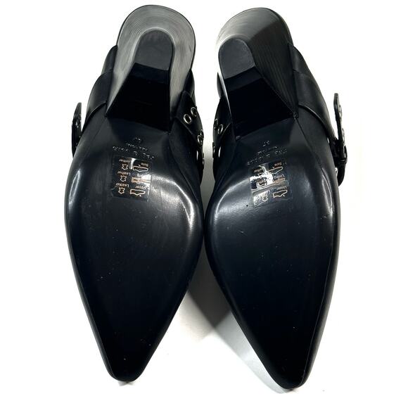 Rag & Bone Slip-On Spire Black Leather Grommet Mules Buckles Size 37 (US 7) New - Picture 8 of 9